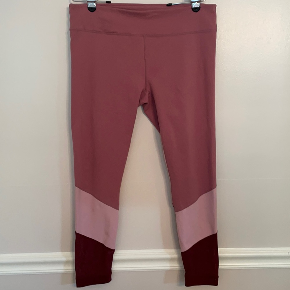 Fabletics Pink maroon striped leggings